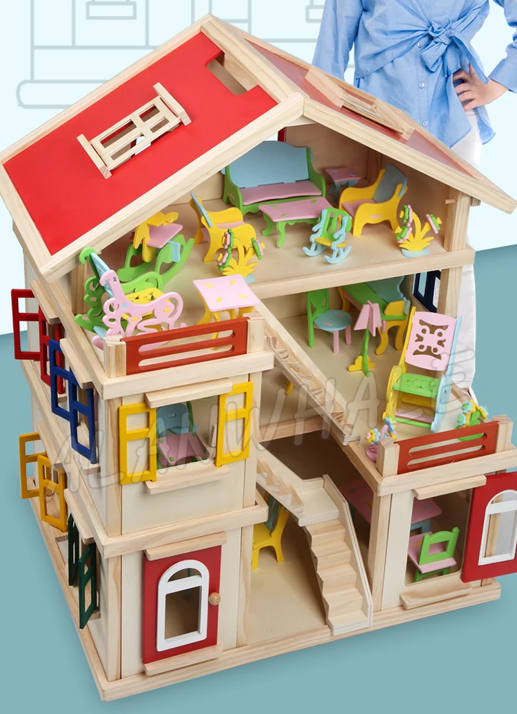 Миниатюрная вилла кукольный домик ручной работы деревянный кукольный домик с мебели игрушки для подростков фигурка строительные Подарки Наборы