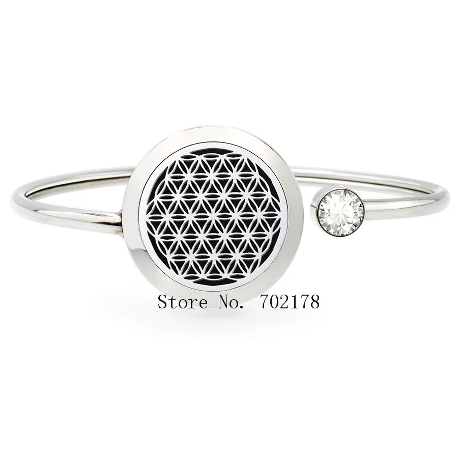 

Flower of life 25mm Stainless Steel Twist Aromatherapy Bracelet Bangle essential oil perfume locket bracelet Jewelry