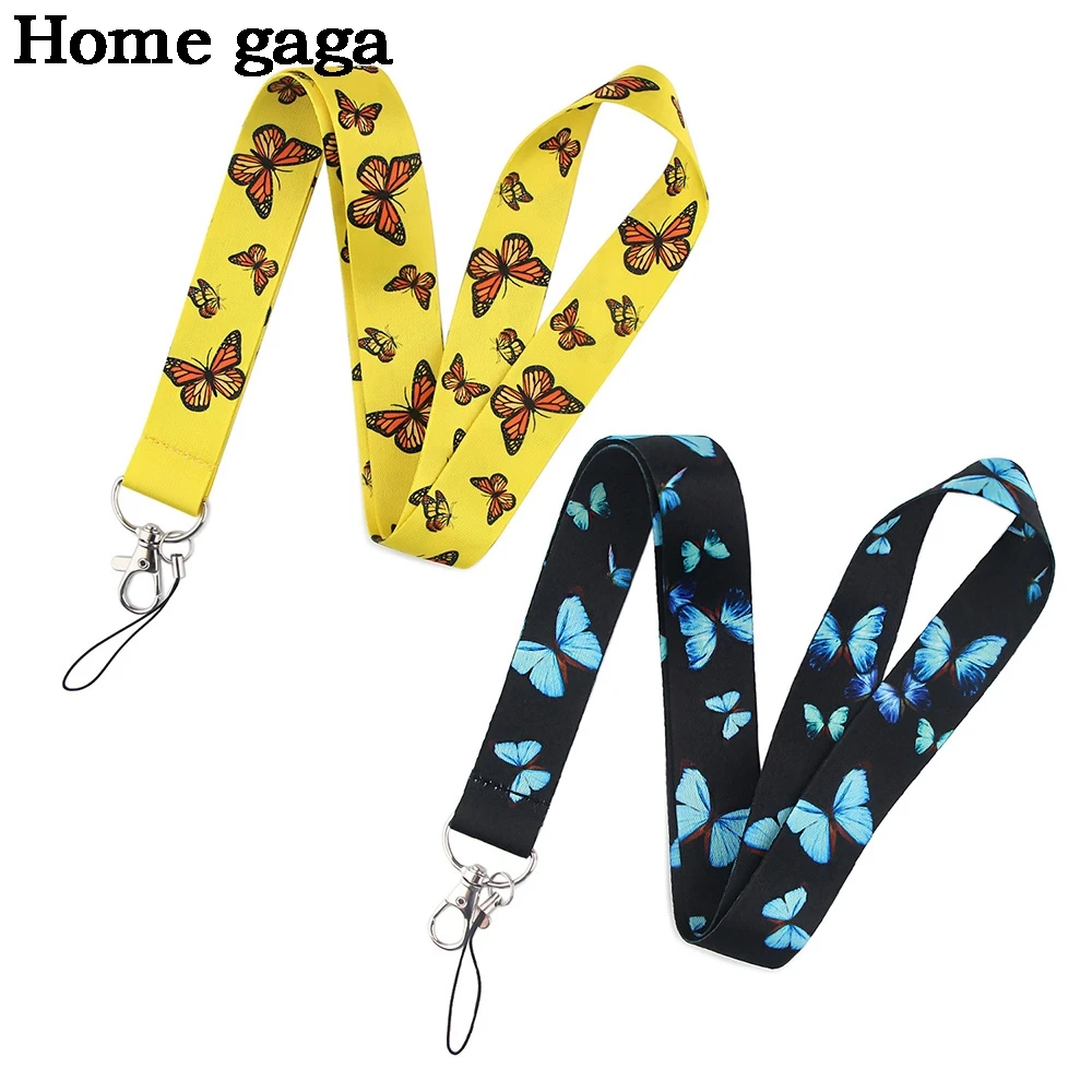 

D3245 Homegaga Butterfly neck strap lanyard for key USB ID card badge holder cell phone straps Webbing necklace lanyards