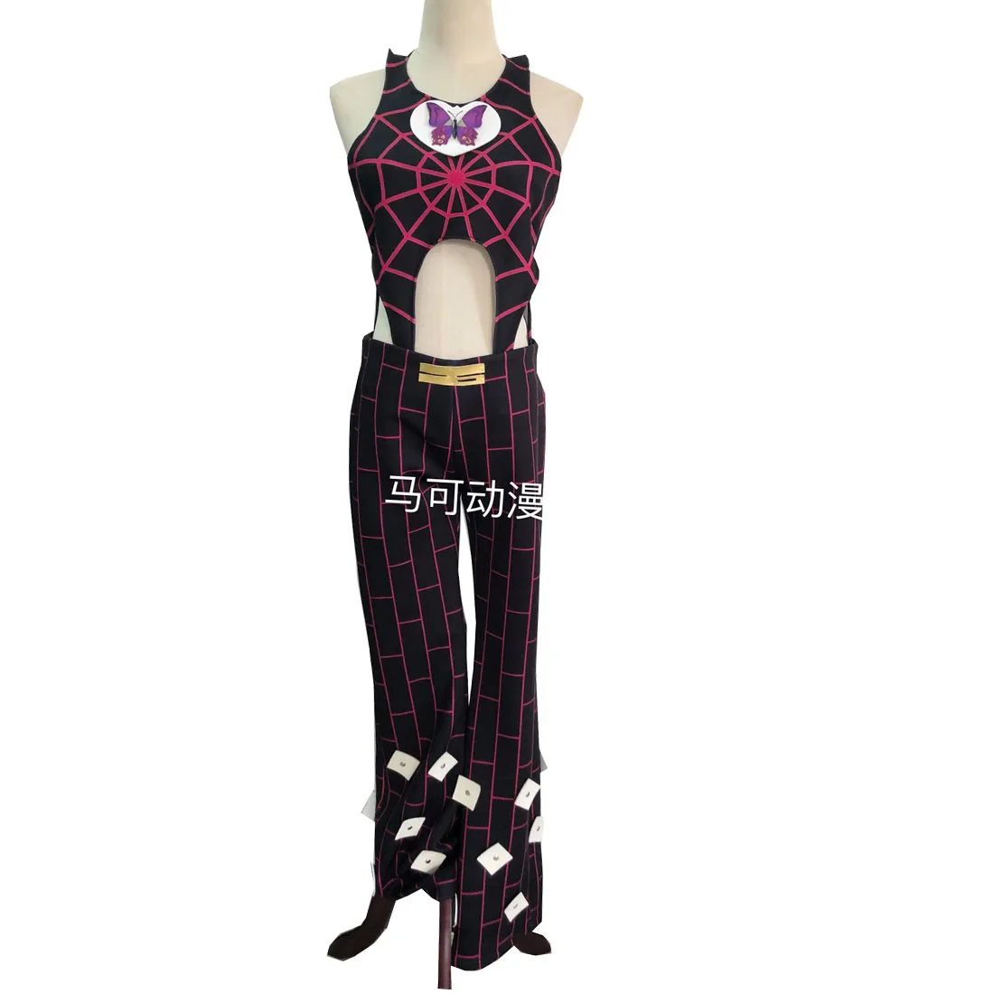 Black JoJo's Необычные Приключения Косплей Jolyne Cujoh костюм Куджо топ+ брюки - Color: Black