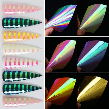 

1 Sheet 3D Nail Sticker Color Polar-lights Nail Transfer Stripe Adhesive Colorful Nail Art Stickers DIY Design Decoration