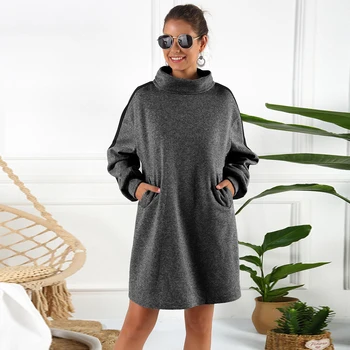 

2019 Autumn And Winter New Women's Tops High Collar Loose Long Sweatshirt Ladies Streetwear Casual Tops