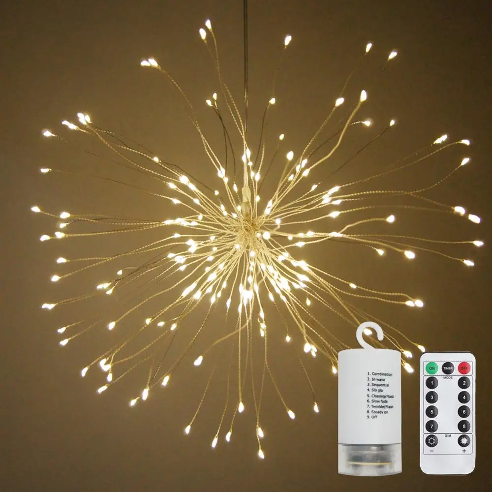 Светодиодный фонарь на батарейках, Висячие огни Starburst с 120 светодиодный S 8 режимами, с регулируемой яркостью, с дистанционным управлением, IP65 водонепроницаемый