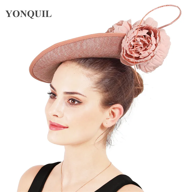 elegant bride hair accessories with fearhers headwear female wedding hats Gorgeous flower fascinator women kenducky derby hats