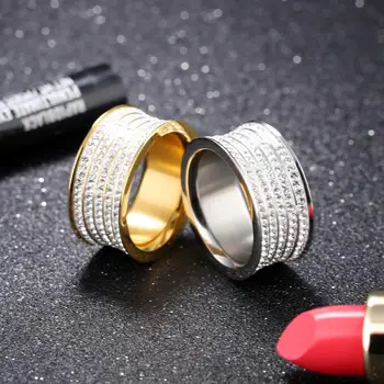 

Stainless steel rings for women 10pcs bulk items wholesale luxury men rings crystal couple finger ring for girls fashion gold