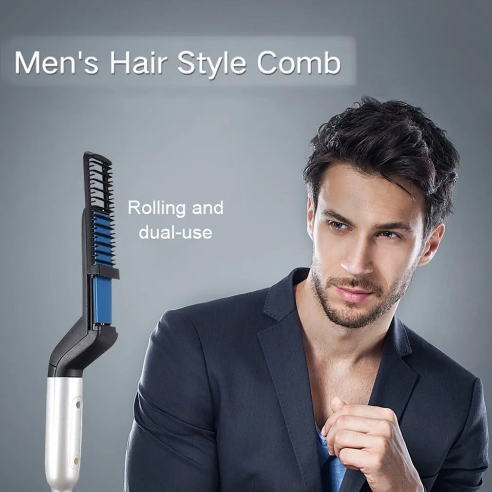 

Multifunction Men Hair Curler Comb Curler Straighten Hair Styler Styling Combs Tool Quick Electric Heating Hair Brush