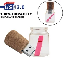 Модная деревянная и стеклянная бутылка USB флеш-накопитель USB 2,0 ручка-накопитель 4 ГБ 8 ГБ 16 ГБ 32 ГБ 64 Гб Флешка дрейфующая бутылка Memoria USB