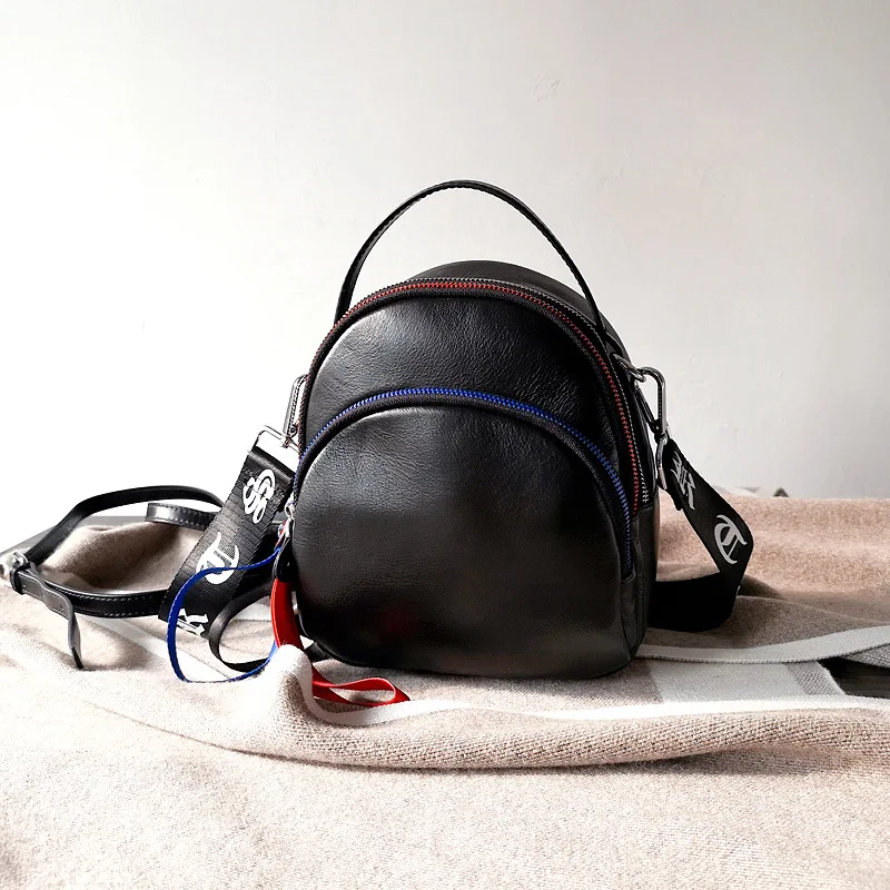 

Multifunctional Women's Shoulder Bag with One Strap School Bag Unpack for Girl Student Genuine Cow Leather Christmas Gift