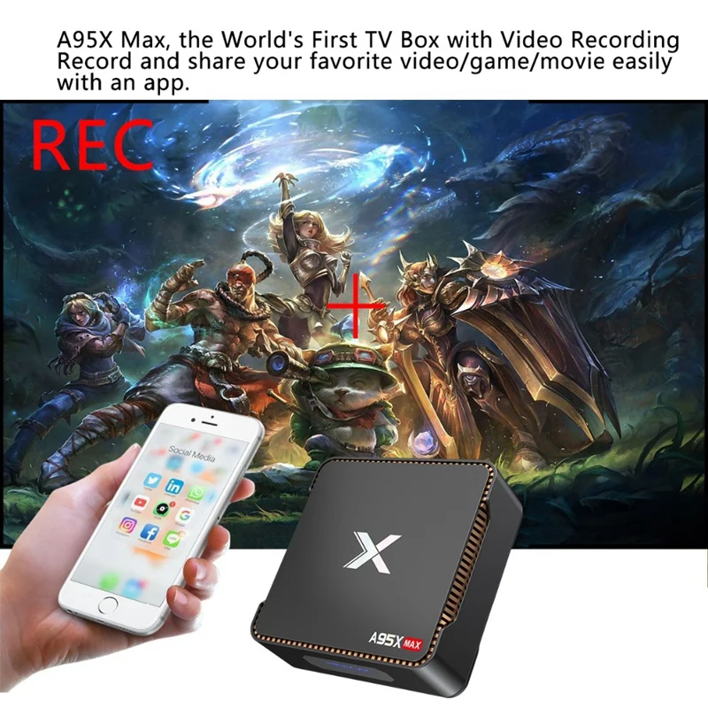 A95X Max Android 8,1 Smart Tv Box 4G 64G Amlogic S905X2 2,4G & 5G Wi-Fi Bt 4,2 1000M Поддержка видео запись набор верхней коробки ЕС Plug