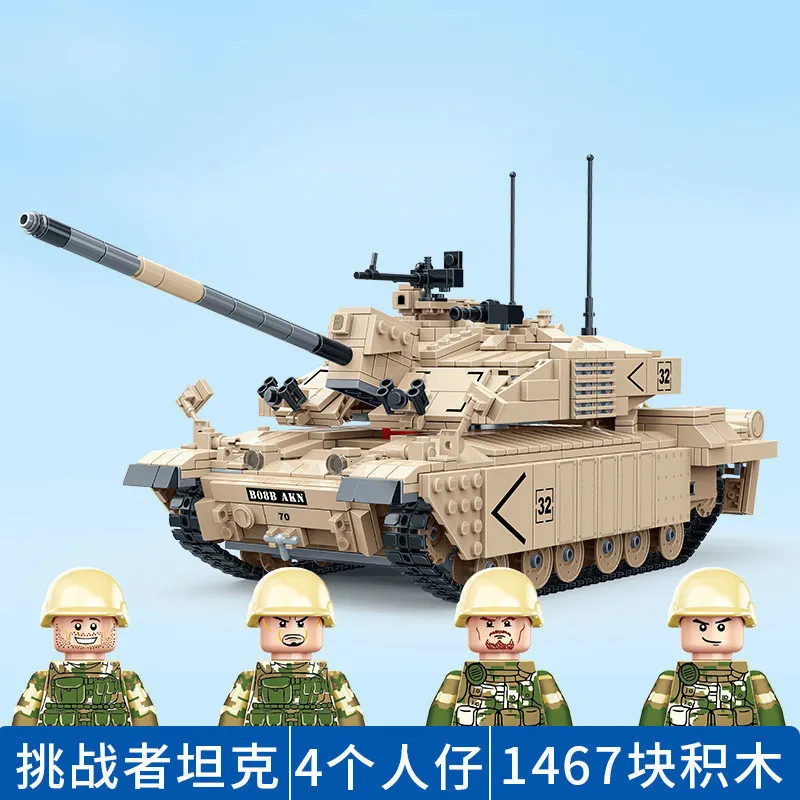 

Challenger 1:28 Britain Battle Military Small Grain Assembling Tank Boy Building Block Toys 6108