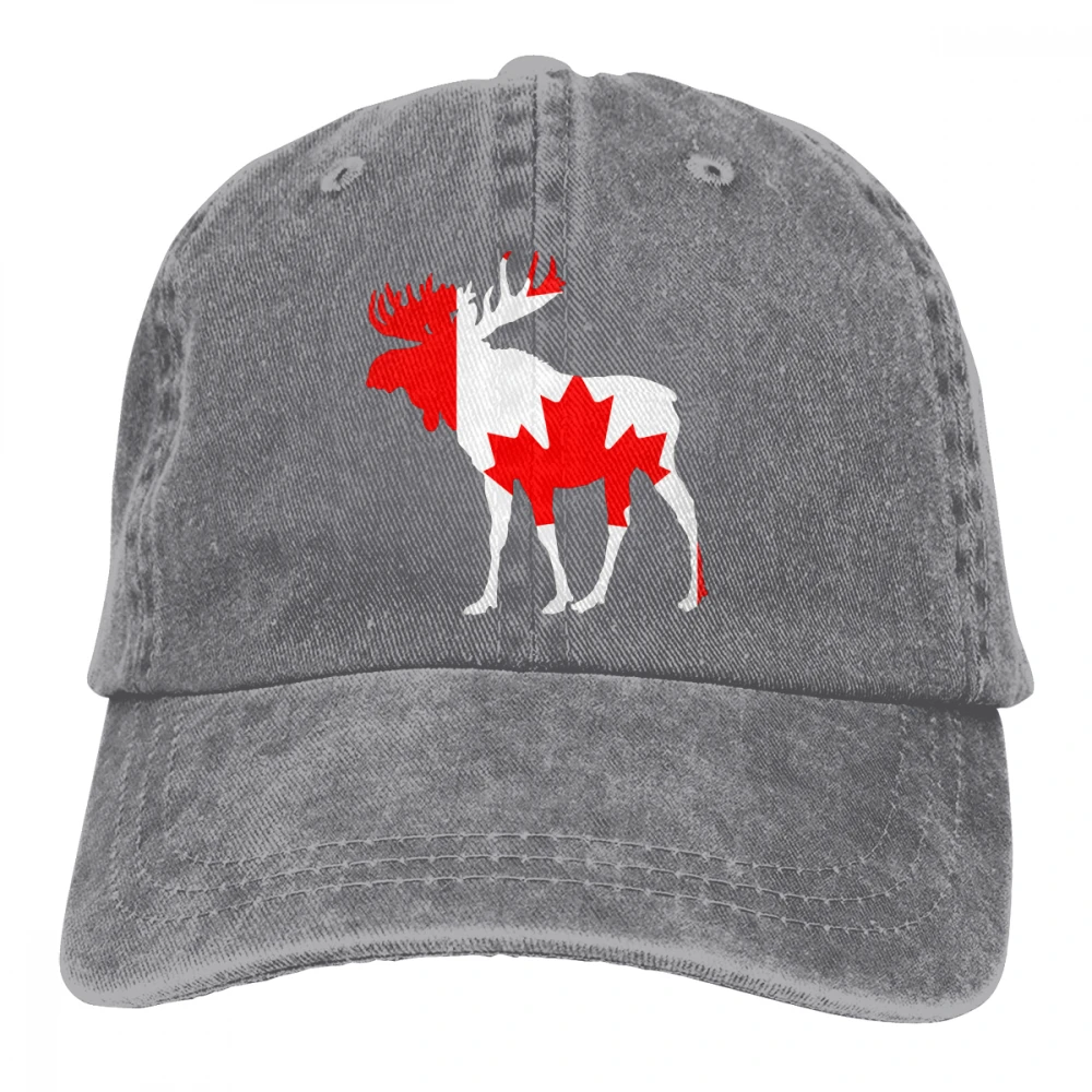 Moose Канада Флаг Casquette натуральный унисекс Мужские Женские джинсовые бейсболка с ремешком кепки Регулируемый Гольф папа шляпа