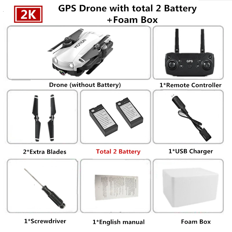 Радиоуправляемый Дрон с GPS с 2K Ультра HD камерой складной Квадрокоптер с 90 градусов электрической регулировкой камера Вертолет игрушки VS F11 SG906 - Цвет: White-Foam Box-2