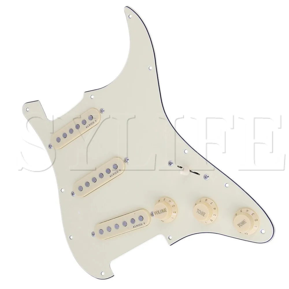 US $19.45 3ply SSS PVC Pickguard with 3 ALNICO V Single Coil Pickups 5Way Switch