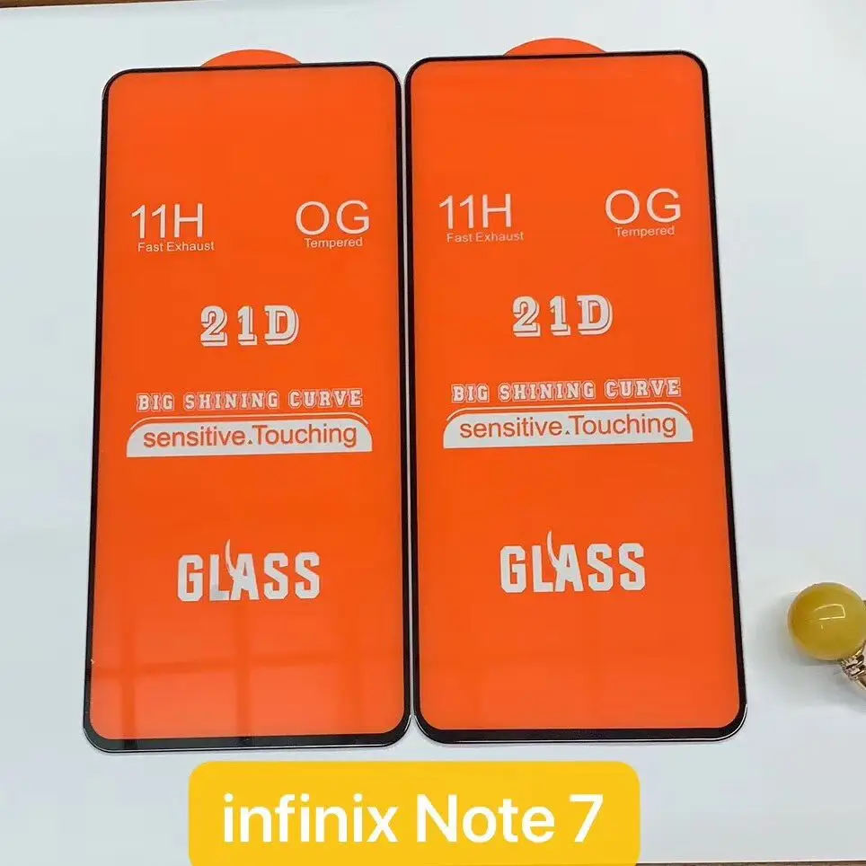 2 шт. 21D полное клеевое закаленное стекло для Infinix Note 7 9H Полное покрытие экрана
