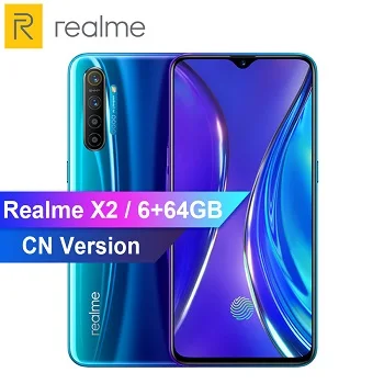 CN версия OPPO REALME X2 6,4 ''6/8 GB 64/128GB Snapdragon 730G 64MP Quad Cameras VOOC 30W быстрое зарядное устройство 4000mAh NFC мобильный телефон