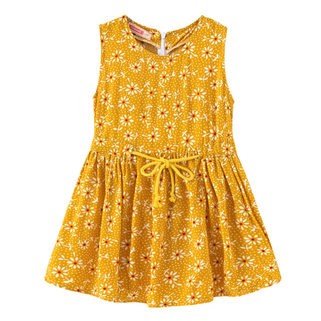 Toddler Baby Kids girls dress Floral Flowers Ruched Strap Summer Princess Dress 2-7 Years old children clothes summer #B