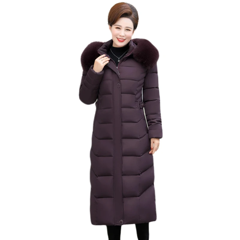 

2019 Down Coat Female Winter Long Down Jacket For Women Large Size Hooded Fur Collar 3XL 4XL 5XL Plus Size Parka