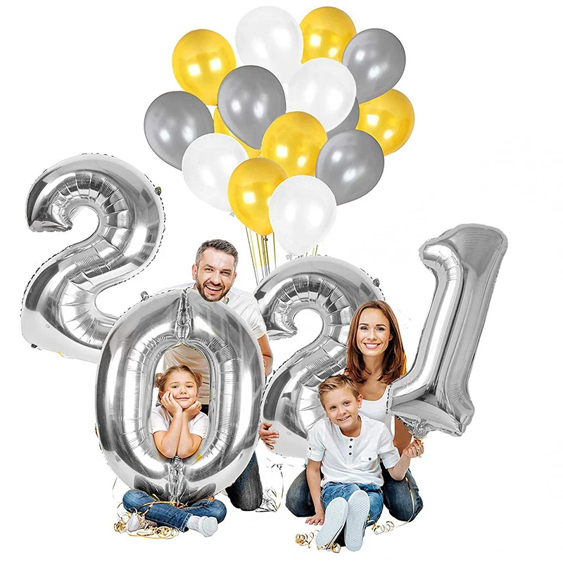 16 32 дюйма цифры 2021 шары новогодние буквы Декор 2020 рождественские фольгированные