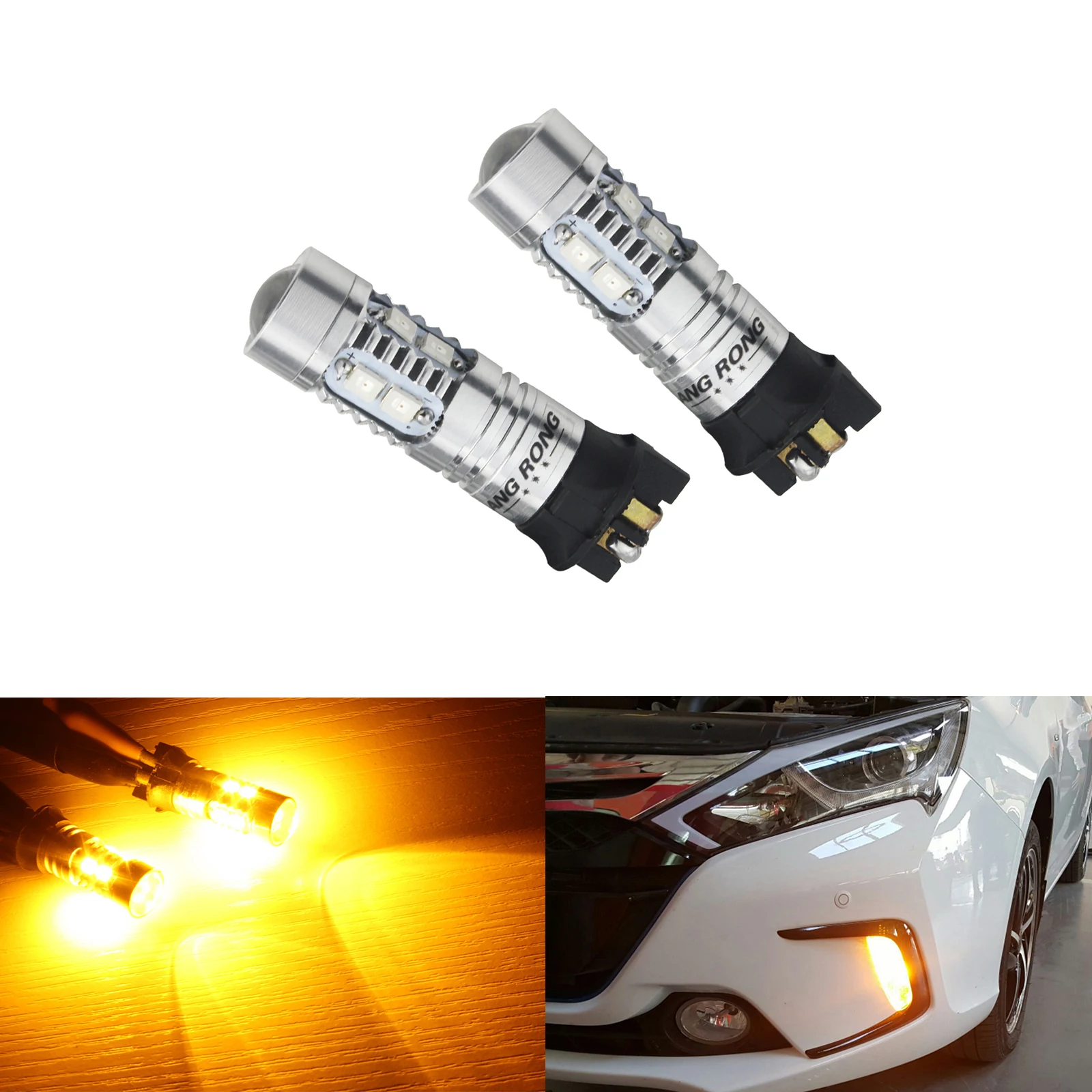 ANGRONG 2X Янтарный PW24W PWY24W Samsung светодиод дневного света DRL для VW Golf VII Passat CC