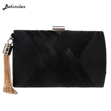 Bokinslon маленькая сумка для ужина с кисточками модная женская шелковая вечерняя сумка для банкета женская сумка-клатч