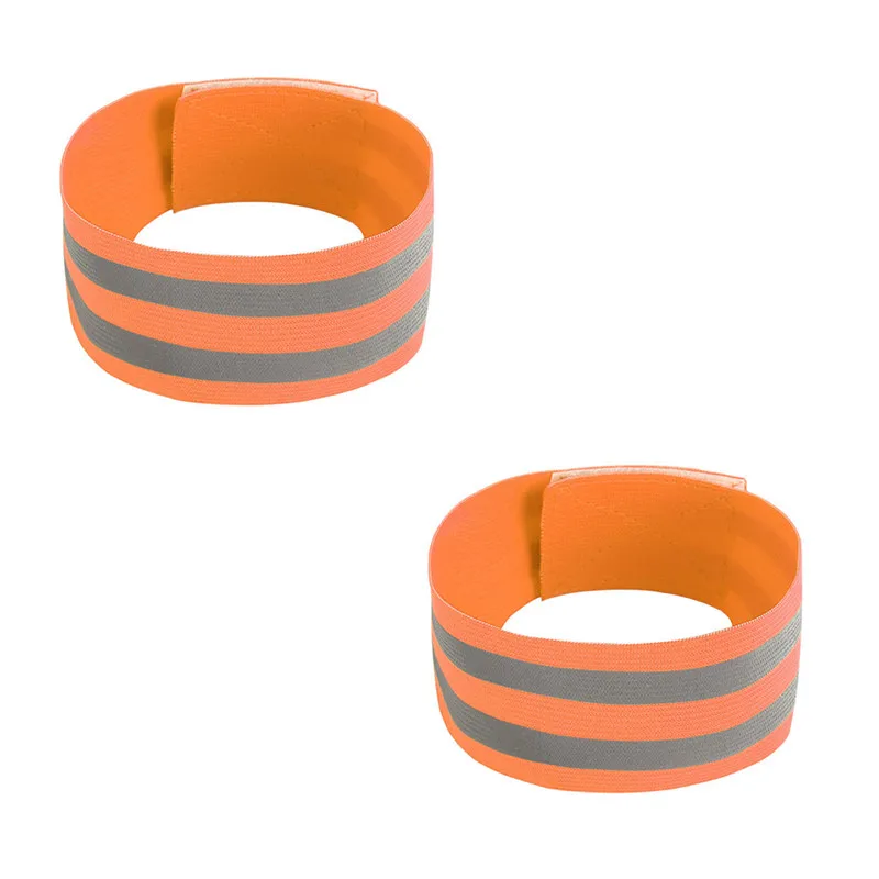 Светоотражающая лента эластичная повязка на руку браслет лодыжки светоотражающие полоски на ногу безопасный отражатель ременные крепления для ночного бега прогулки на велосипеде - Цвет: Orange 2pcs