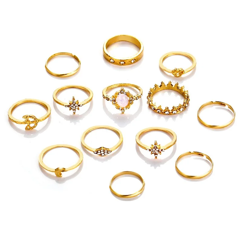 Модное геометрическое кольцо для монет, богемное кольцо, подходит для женщин, кольца, кольца, национальные ювелирные изделия, свадебные подарки - Цвет основного камня: gold