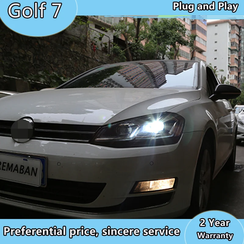 Автомобильный Стайлинг для VW Golf 7 MK7 светодиодный налобный фонарь Golf7 DRL Hid динамический сигнал головная лампа Биксеноновая фара аксессуары