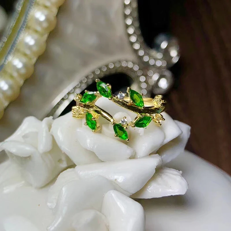 Женское кольцо из серебра 925 пробы в виде оливкового листа 6 предметов серебряное