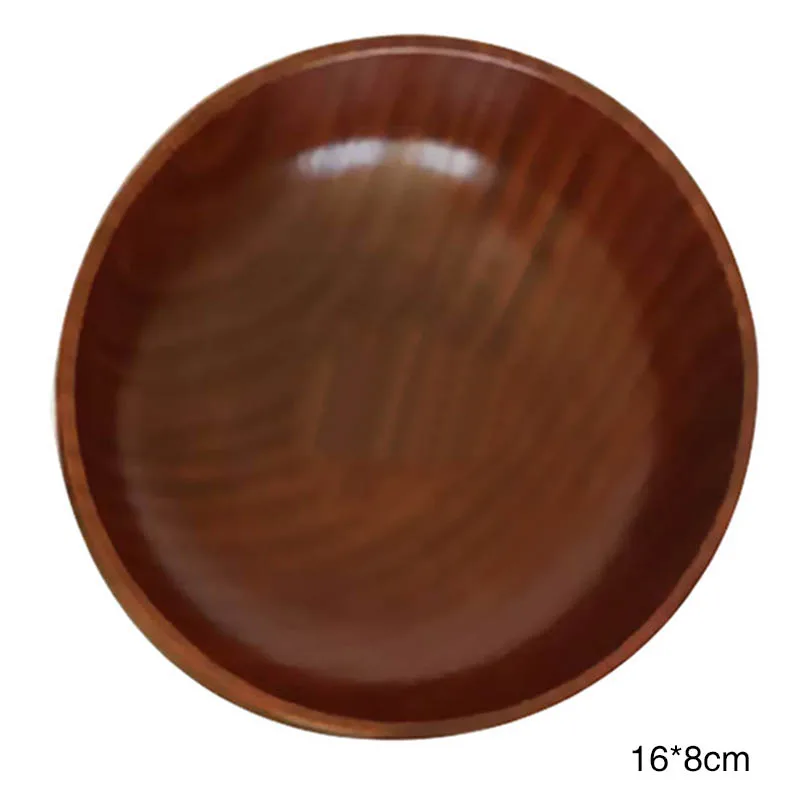 16x8cm Модная круглая миска из натурального дерева, антиобжигающая креативная Экологичная миска, кухонная миска для риса, посуда - Цвет: 16x8cm