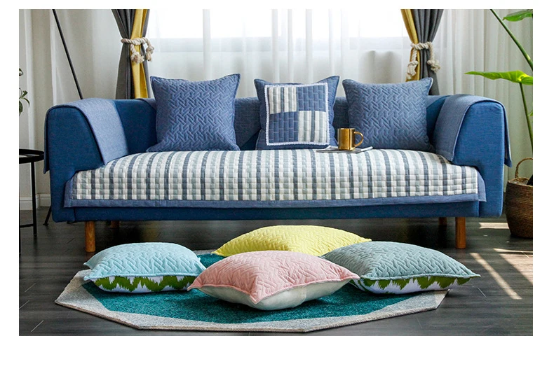 Скандинавские современные l-образные чехлы для диванов, хлопковые чехлы для диванов, желтый розовый чехол для секционного дивана, 3 сиденья, одноместный диван
