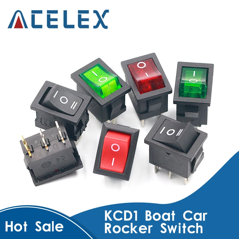 KCD1 Серия 2/3/4/6 Pin Клавишные переключатели питания 6A/250V 10A/125V AC 2/3 позиция черная