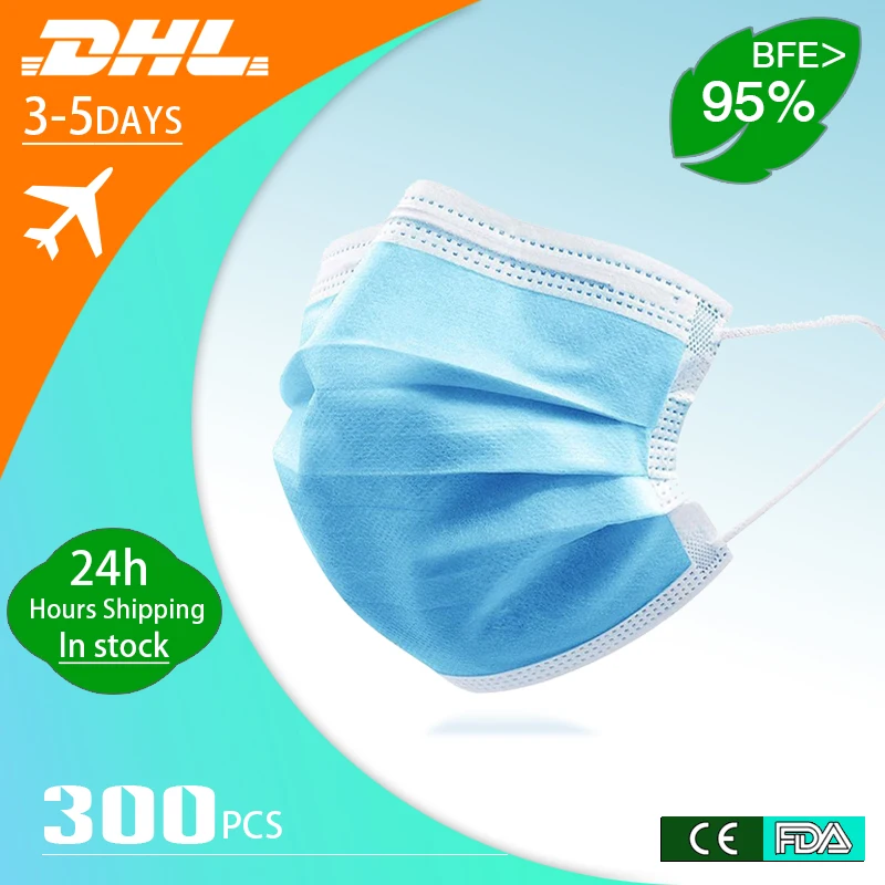 

100 pcs in Stock Fast Delivery Wholesale Free Shipping Facial Mask Dustproof 3 Layer Disposable Protect Mask on the Mouth