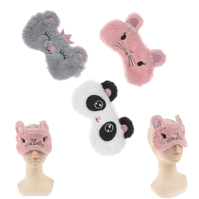 Plush Animal Mouse Bear Eye Cover Panda Eye Mask Women Cute Plush Eye Mask Girl Toy Suitable For Travel Home Party Eyeshade