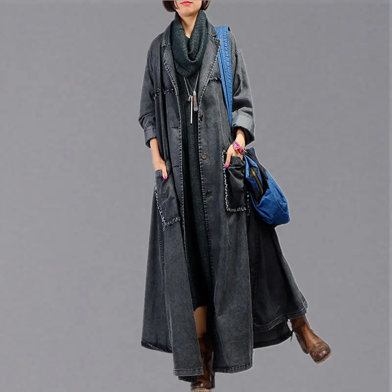 XITAO Women Trench Plus Size Full Sleeve Vintage