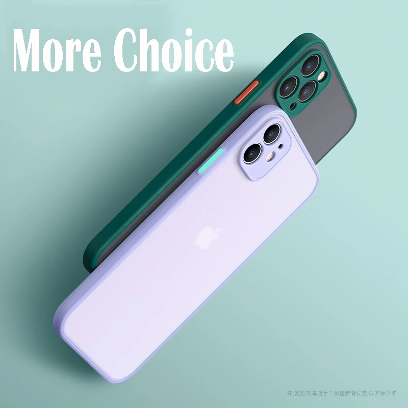 Luxury Shockproof Matte Bumper Phone Case For iPhone 11 12 Pro Max Mini X XR Xs SE2 8 6 7 Plus Soft Silicone Transparent Cover