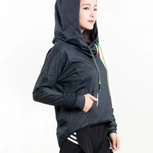 Осенняя и зимняя спортивная футболка с капюшоном и длинным рукавом для фитнеса Женская одежда для бега йоги дышащая быстросохнущая свободная повседневная одежда