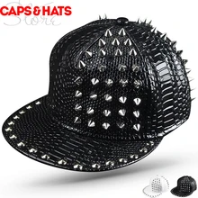 Клевый, панк-рок Корейская змеиная хип-хоп полиуретановая бейсболка с металлическими заклепками мягкая кожаная кепка мужская шляпа для мужчин черный белый