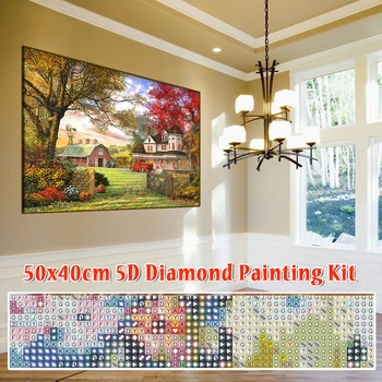 

50x40cm Wall Art Adults Kids Living Room Landscape Hotel Diamond Painting Kit DIY Dot Cafe Point Pen Restaurant Crafts 5D
