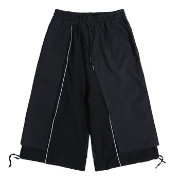 

EWQ / men's wear 2020 summer new knee-length pants hip-hop streetwear casual black shorts trend drawstring elastic waist 9Y1934