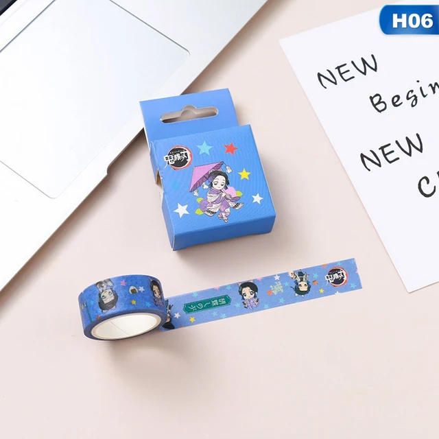 1Pc Demon Slayer Anime Washi Tape Crafts Adhesive Paper  Diy Scrapbooking  Masking Tape Printed Pattern Sticker Decals H06
