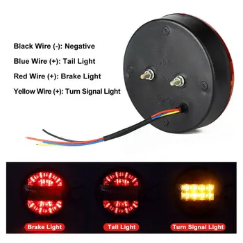 

1pc LED Tail Light 5.5\" Red&Yellow Stop Turn Signal Tail Brake Lights For Car Truck Trailer Waterproof