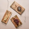 Lovesickness Wooden Serving Tray Rectangle Metal Handle Fruit Pizza Sushi Dish Food Storage Plate Container Hotel Display Pan 4
