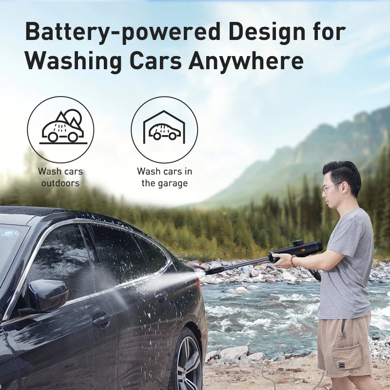 US $72.99 Baseus Electric Car Washer Gun High Pressure Cleaner Foam Nozzle For Auto Cleaning Care Cordless Protable Car Wash Spray