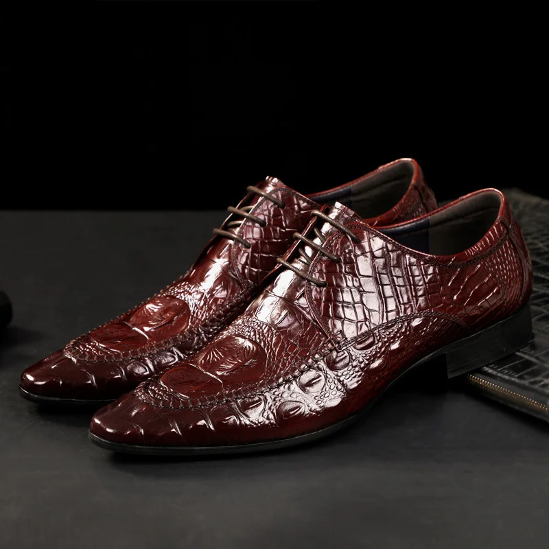 

Spring And Summer New Style Crocodile Pattern MEN'S SHOES Pointed-Toe Leather Shoes Men's England Genuine Leather Business Shoes