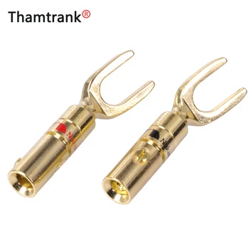 

10pcs/lot Y U Type Banana Male Plug Conenctor Gold Plated Spade Speaker Banana Plugs Audio Screw Solder Free Fork Connectors