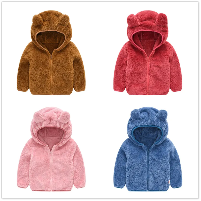 

New Toddler Cute Coat Boy Girl Cotton Outwear Solid Hooded Zipper Outdoor Jacket Kids 2 3 4 5 Years Tops Infants Fashion Clothes