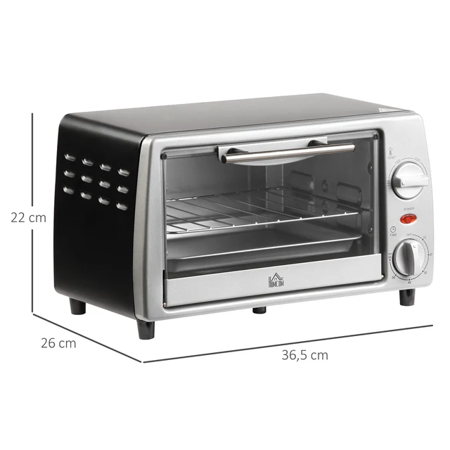 Forno Elettrico Da Tavolo Homcom 10 L 750W Temperatura 230 ℃     36,5X26X22 cm Argento 3