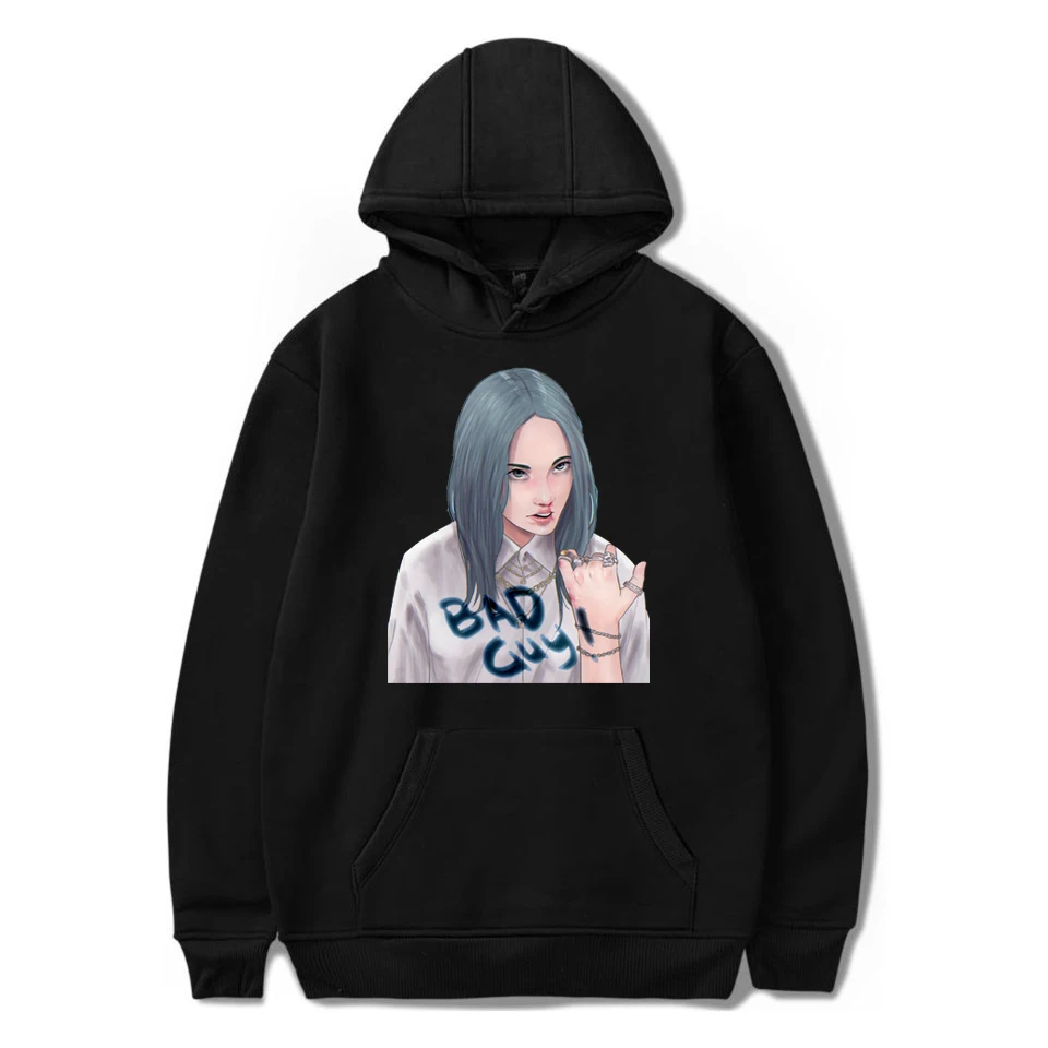 Kpop Повседневная Толстовка с капюшоном Billie Eilish для женщин/мужчин размера плюс, хлопковые толстовки с длинным рукавом, толстовки в стиле хип-хоп, одежда