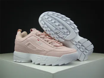 

2019 Summer Fila Kids Disruptor II Premium Women's Sneakers Running Shoes Pink White Color Increased Sports Shoes Eur 36-41