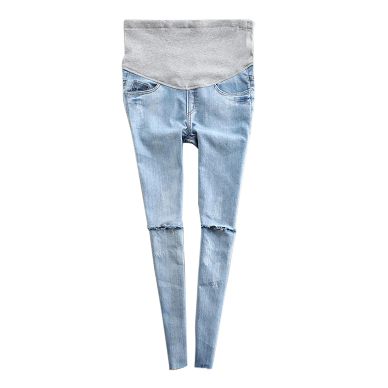 Hot Sale Spring Autumn Pregnant Women Jeans Holes Denim Maternity Pants Nursing Prop Belly Trouser